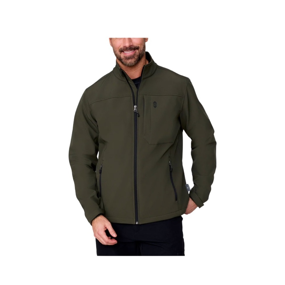Free Country Men's Wind & Water Resistant Softshell Olive Jacket NWT Size L
